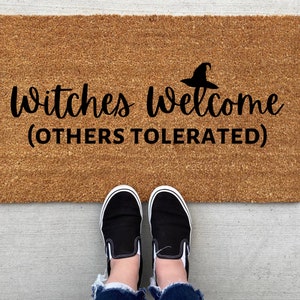 Witches Welcome Halloween doormat, Halloween Doormat, pumpkin, fall decor, personalized doormat, funny doormat, welcome mat, front doormat