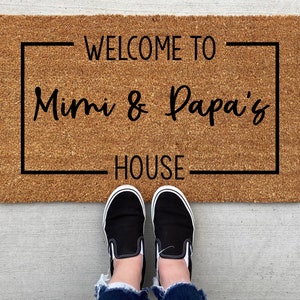 Welcome to Mimi and Papa's House Doormat, home decor, personalized doormat, grandparents gift, welcome mat, front doormat, grandparent gift