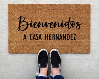 Bienvenidos A Casa Personalized Welcome Doormat, home decor, custom doormat, welcome mat, housewarming, front door mat, welcome doormat