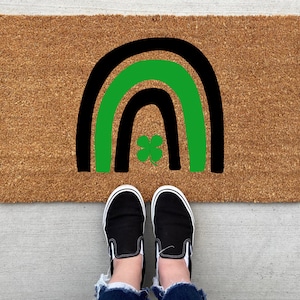 St. Patrick's Day Rainbow doormat, Easter Doormat, Jesus, spring decor, personalized doormat, funny doormat, welcome mat, front doormat