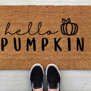 Hello Pumpkin doormat, pumpkin, fall decor, personalized doormat, pumpkin doormat, welcome mat, front door mat, fall y'all, autumn, fall mat