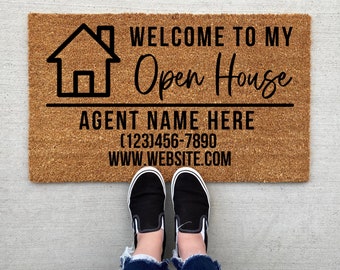 Open House Doormat, Realtor doormat, Open House Sign, Business Logo Doormat, Real Estate Logo, Custom Welcome Mat, Realtor, Realtor Gift