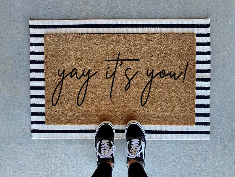 Doormat Layering Rug Black and Cream Stripe Layering Rug Etsy