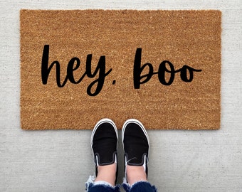 Hey Boo doormat, pumpkin, fall decor, personalized doormat, pumpkin doormat, welcome mat, front door mat, fall y'all, autumn