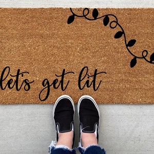 Let's Get Lit Christmas doormat, Christmas decor, personalized doormat, funny doormat, welcome mat, front doormat, winter decor