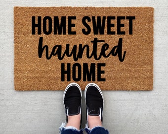 Home Sweet Haunted Home doormat, Halloween Doormat, pumpkin, fall decor, personalized doormat, funny doormat, welcome mat, front doormat