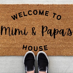 Welcome to Mimi and Papa's House Doormat, home decor, personalized doormat, grandparents gift, welcome mat, front doormat, grandparent gift