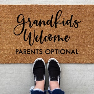 Grandkids Welcome Parents Optional Doormat, home decor, personalized doormat, grandparents gift, welcome mat, front doormat, porch