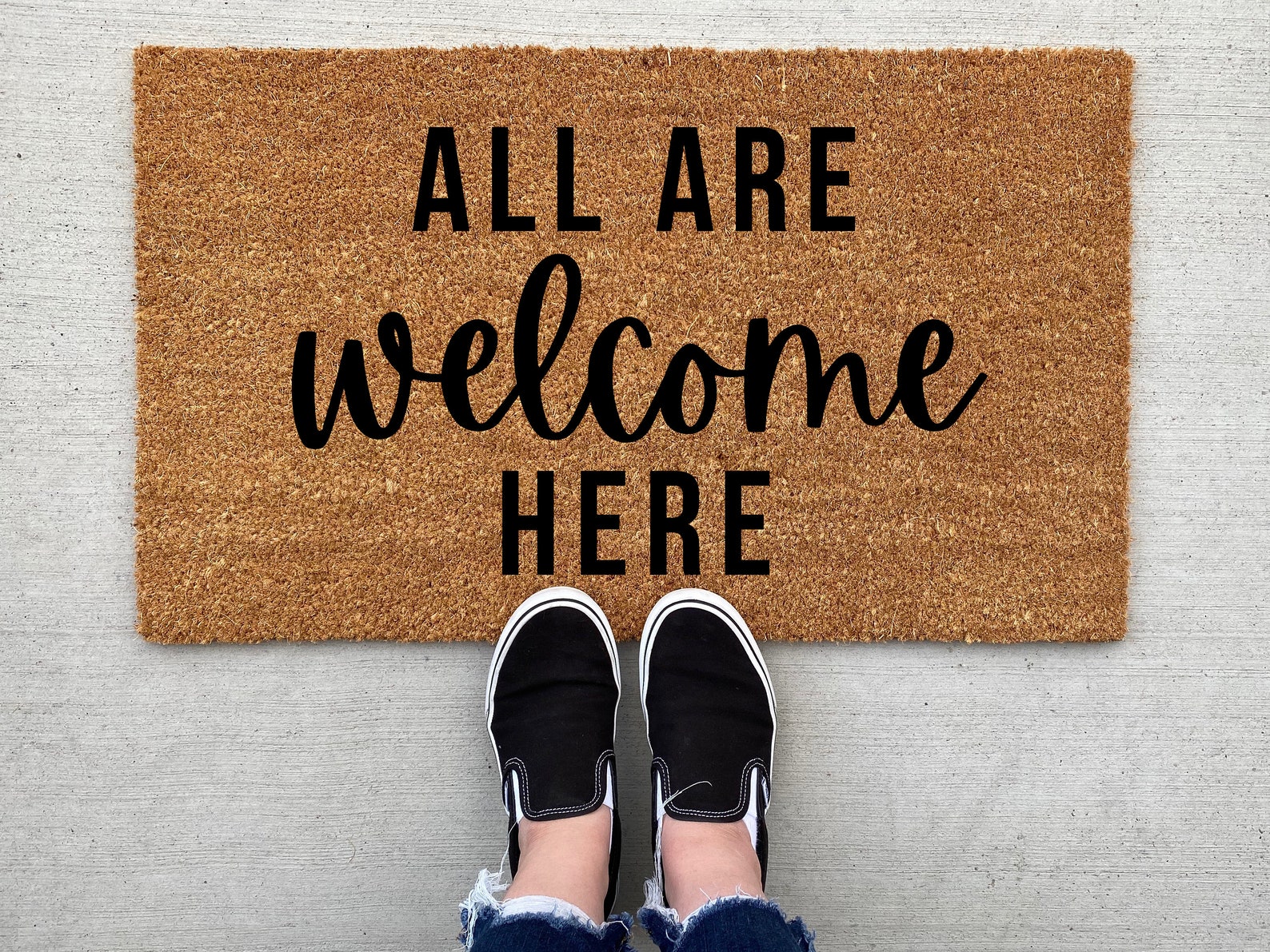 All Are Here Doormat Gay Pride Doormat Love Is Love Etsy