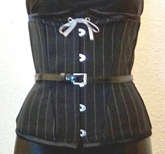 pinstripe under bust style corset/proffessionaldress  up/fetish/steampunk/cosplay/anime/comic con