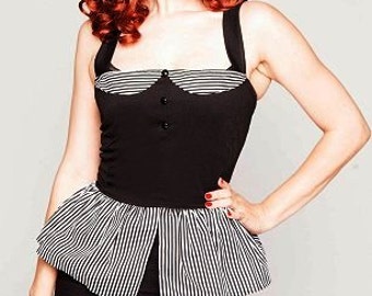 Pin Up Bodice Top-Peplum Top--RETRO--ROCKABILLY--GOTH--Derby