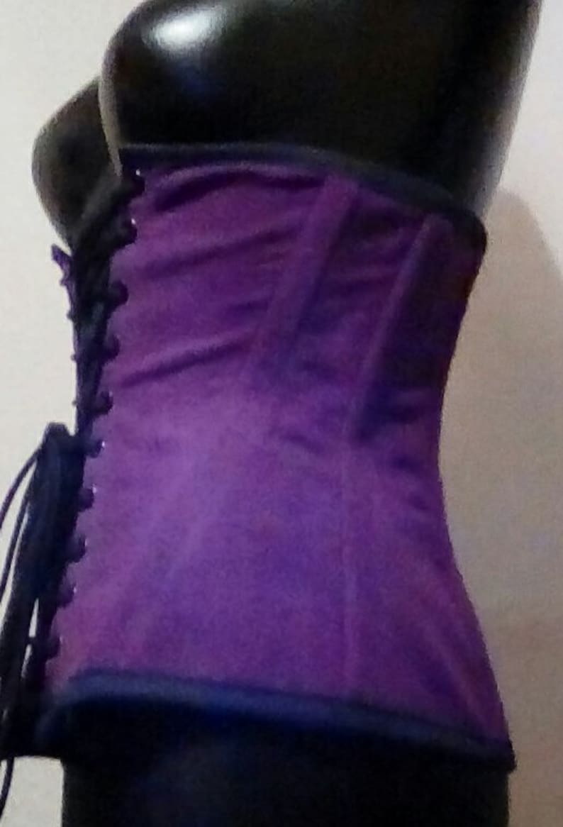 Purple Coutil Herring bone Corset Front Lacing Under bust Style Corset Tight lacing Waist Training