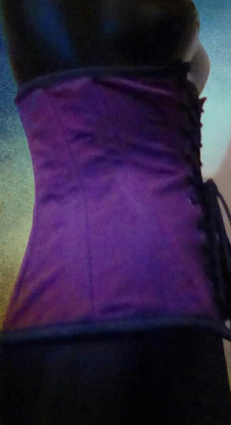 Purple Coutil Herring bone Corset Front Lacing Under bust Style Corset Tight lacing Waist Training