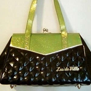 Lux de Ville Bon Voyage Tote Purse in Shiny Black with Diamond