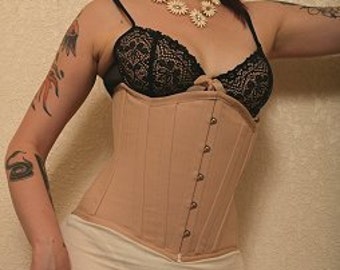 Waist Training Corset in Herringbone/Coutil/Cotton Fabrics Sizes (20")--(40")-Request Custom Corset Liner-by Fyrechylde