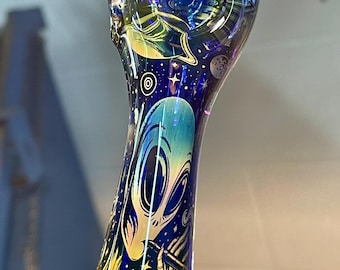 Intergalactic Burners  Glass Pipe From Elevator Glass Made in the USA With Alien Stars Planets and Moons