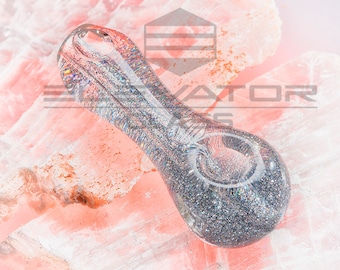 Pipe en verre personnalisée remplie de paillettes : phosphorescentes, rose violet girly