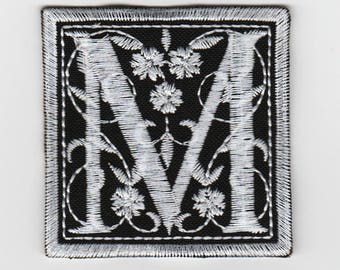 Letter M monogram embroidered sew on patch Initial letter font name alphabet astral threads 6cm 2.3622 inches