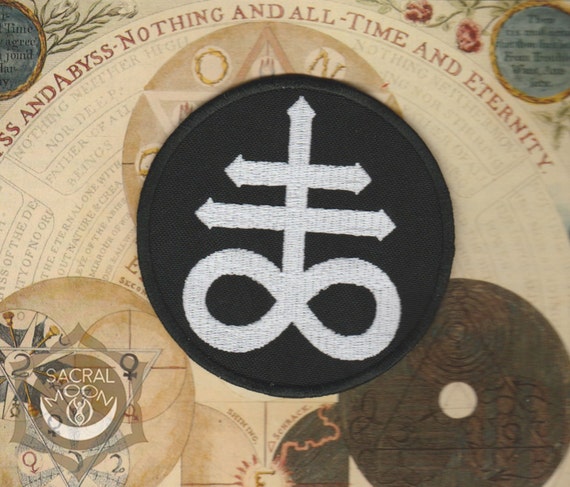 Occult, Sulfur cross Leviathan Cross patch Iron on all black Fast USA shipping