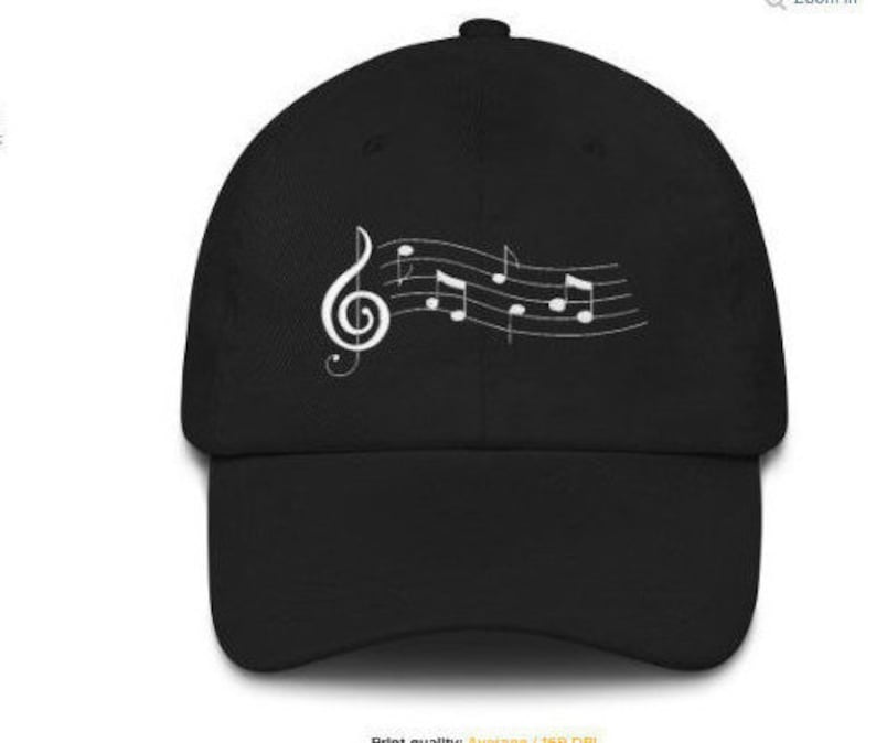 Musical Notes Embroidered Black Cap Hat Musician Gift Hook and Etsy