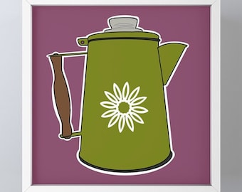 Mid Century Coffee Pot Print || Instant Digital Download