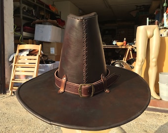Witch Hunter PLAIN LEATHER HAT [Made on Order]
