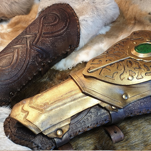 VALHALLA LEATHER COSPLAY - Brazaletes de armadura de cuero