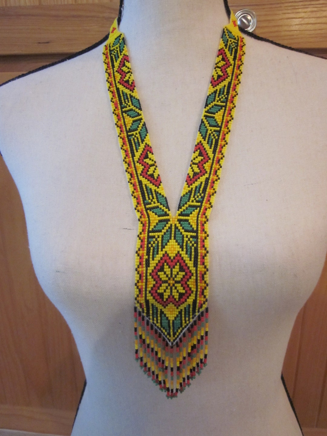 Vintage Bead FRINGE Necklace Handmade 35 Glass SEED BEAD Southwest