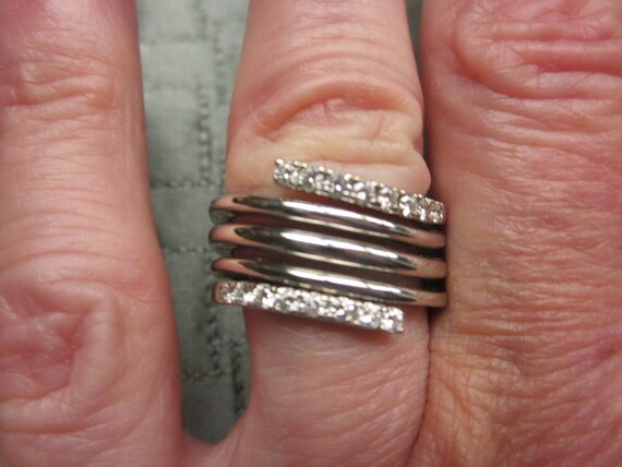 Estate 14k WHITE Gold DIAMOND Ring Custom Handmad… - image 1