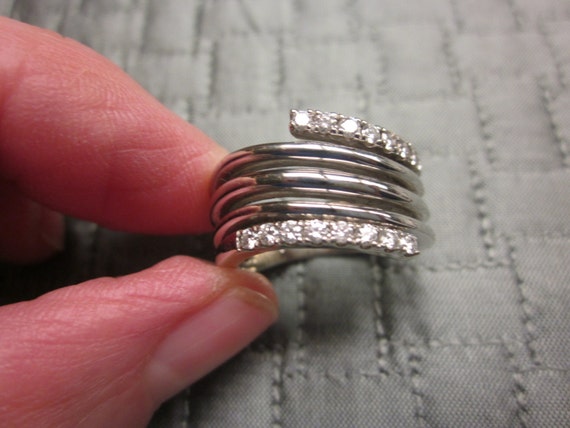 Estate 14k WHITE Gold DIAMOND Ring Custom Handmad… - image 2