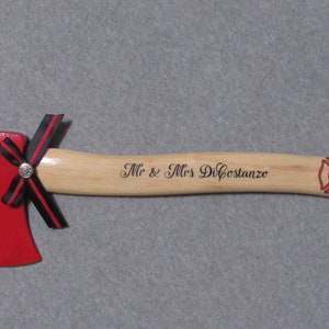 Personalized Wedding Firefighter Axe With Thin Red Line Bow image 10