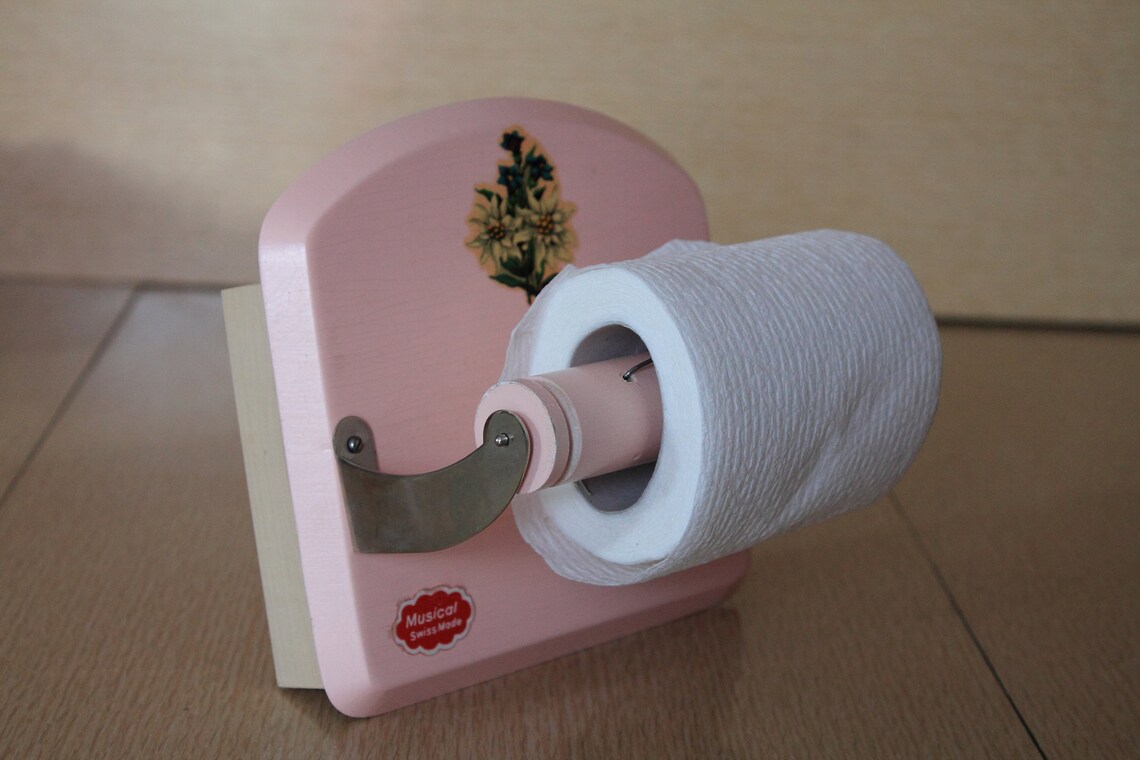 Charming Vintage Pink Musical Toilet Paper Holder Swiss Made Etsy