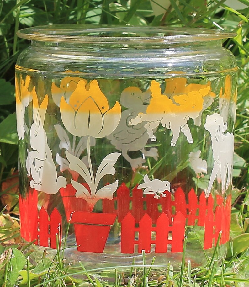 Adorable Pair of Vintage Glass Canisters Containers by Anchor Hocking
