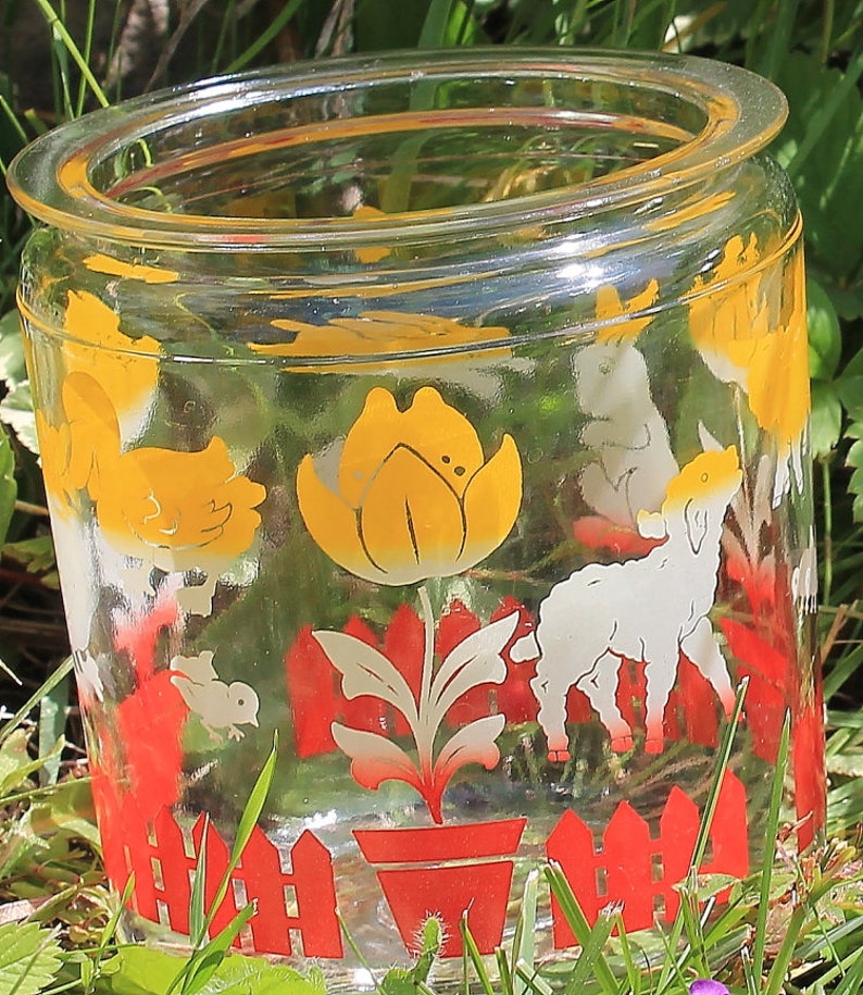 Adorable Pair of Vintage Glass Canisters Containers by Anchor Hocking