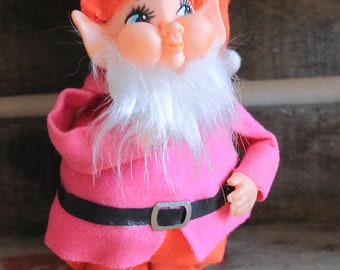 Fabulous Hard to Find Vintage Felt Puffy Cheeks Pixie Santa's Helper Elf Large Rare Bearded Christmas Elf Made In Japan