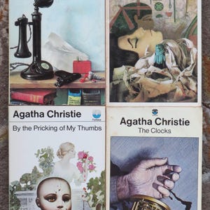 4 Agatha Christie books vintage Fontana paperbacks The Murder at the Vicarage, By the Pricking of My Thumbs