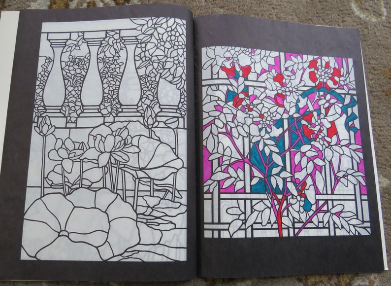 3 Coloring Books & 1 Postcard Book Le Mans Cathedral Stained Glass