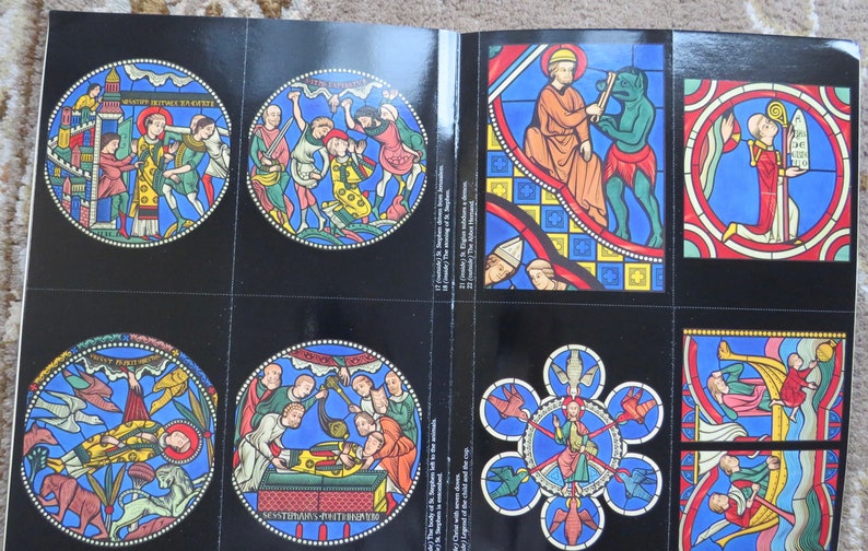 3 Coloring Books & 1 Postcard Book Le Mans Cathedral Stained Glass