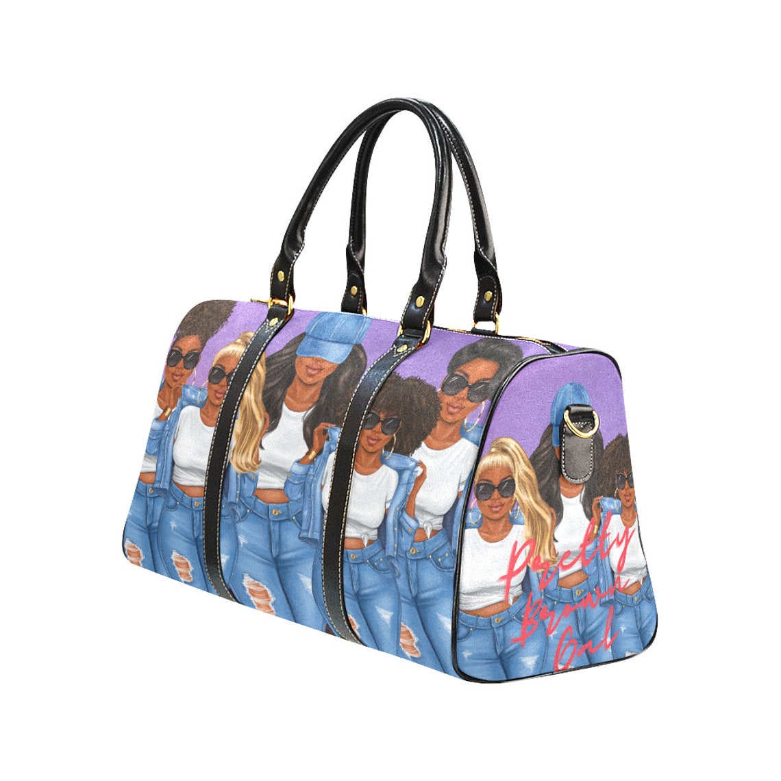 African American Duffle Bag Prettybrowngal Bag Overnight Etsy