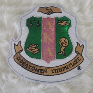 Sequins Shield Patch, AKA, Patches, DIY, Sorority, Pink and Green, 1908, Bling
