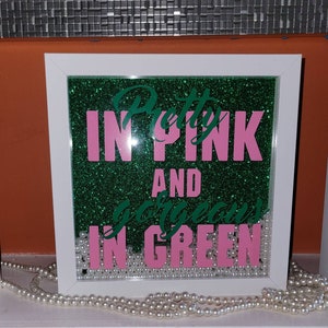 Pretty In Pink Shadow Box, 1908, Birthday Gifts, Line Gifts, Line Sisters, Sorority Sisters, AKA, Pink and Green, HBCU, Skee Wee