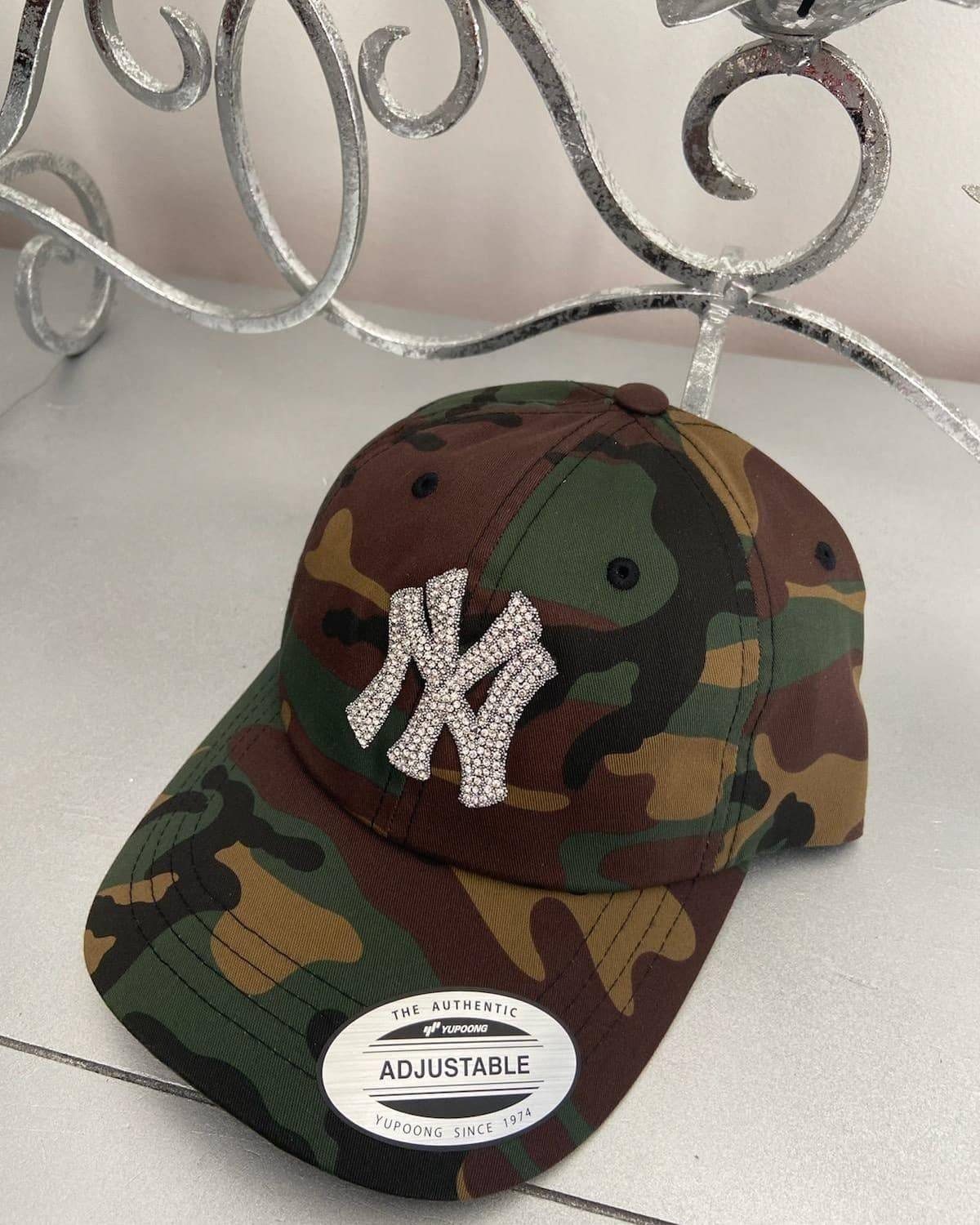 Camo Yankees Hat, Bling, Hats, Ladies Hat.