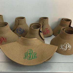 Custom Visor Embroidered Hat - Monogram Rollable Visor - Packable Beach Sun Hat for Women