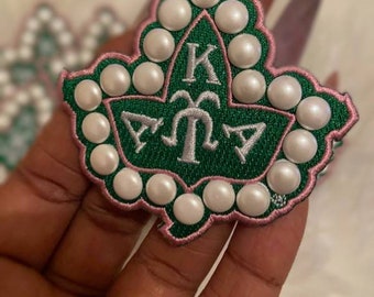 AKA Ivy with 3D Pearls patch, patches, 1908, Pink and Green Patch, DIY Patches, Patches, ONE Patch Per Order