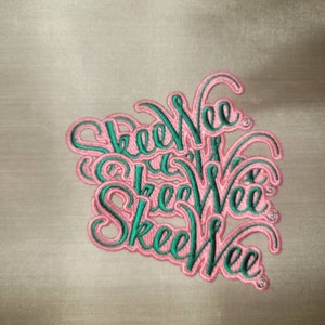 Skee Wee, Patches, 1908, HBCU, Pink and Green, Camo Jackets, Denim Jackets, One Patch Per Order