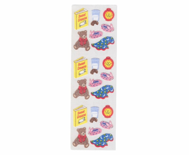 Sandylion Sweet Dreams Bears Sticker Sheet Teddy Bear Sleepy Time Slippers Bedtime Blanket Blankee Teddie Bear stickers Rare Vintage FM427
