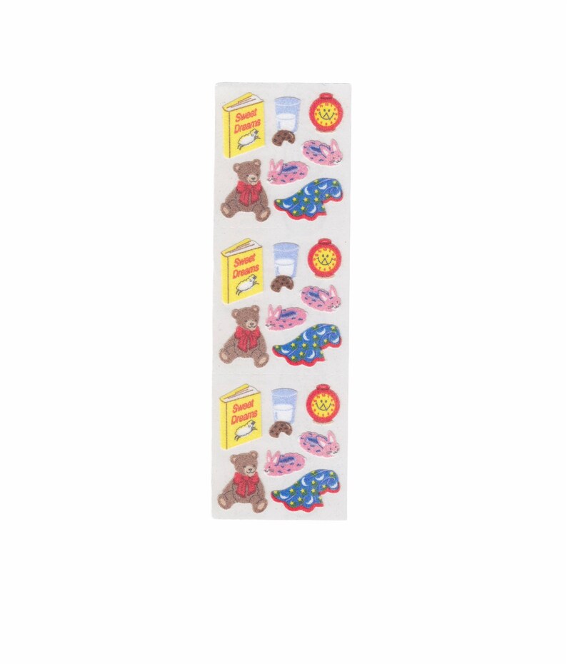 Sandylion Sweet Dreams Bears Sticker Sheet Teddy Bear Sleepy Time Slippers Bedtime Blanket Blankee Teddie Bear stickers Rare Vintage FM427