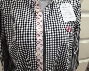 Texas A&M Up-Cycled Men's Shirt with custom ruffled collar
