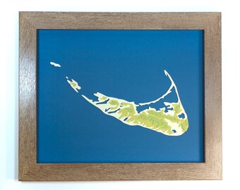 Cut Paper Topography Map of Nantucket Island (Original 8x10)