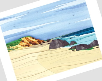 Signed Giclee Art Print of Lucy Vincent Beach, Martha's Vineyard (16x12)